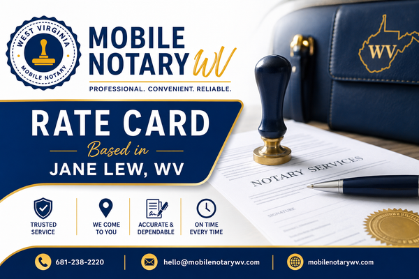 Mobile Notary WV Rate Card