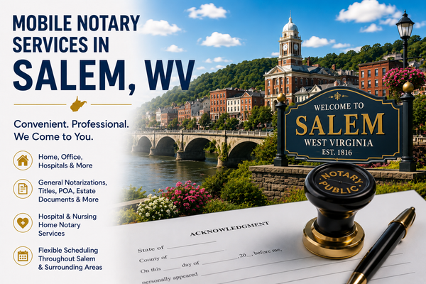 Mobile Notary Services in Salem, WV